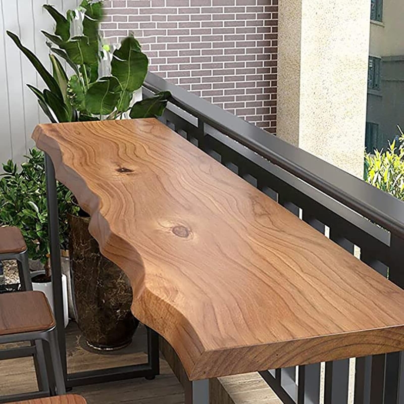 Bar Table Thick Slab Live Edge Narrow Profile Balcony Console