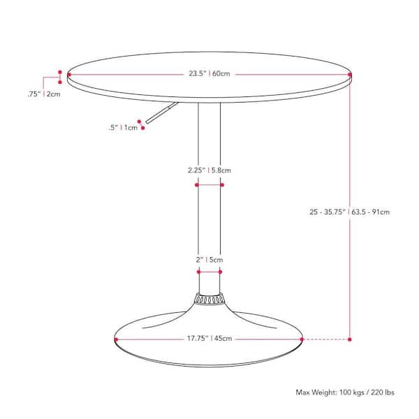Bar Table White Trumpet Base Adjustable Height Swivel Top Minimalist