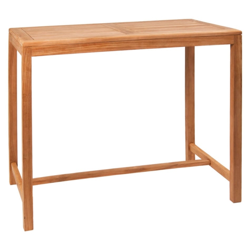 Bar Table with H Stretcher Base and Minimalist Slatted Top
