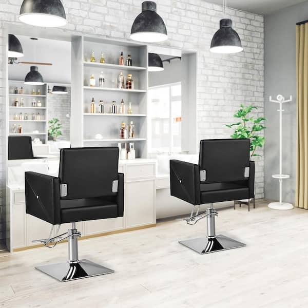 Barber Chair Diamond Side Stitching Square Chrome Base Hydraulic Swivel