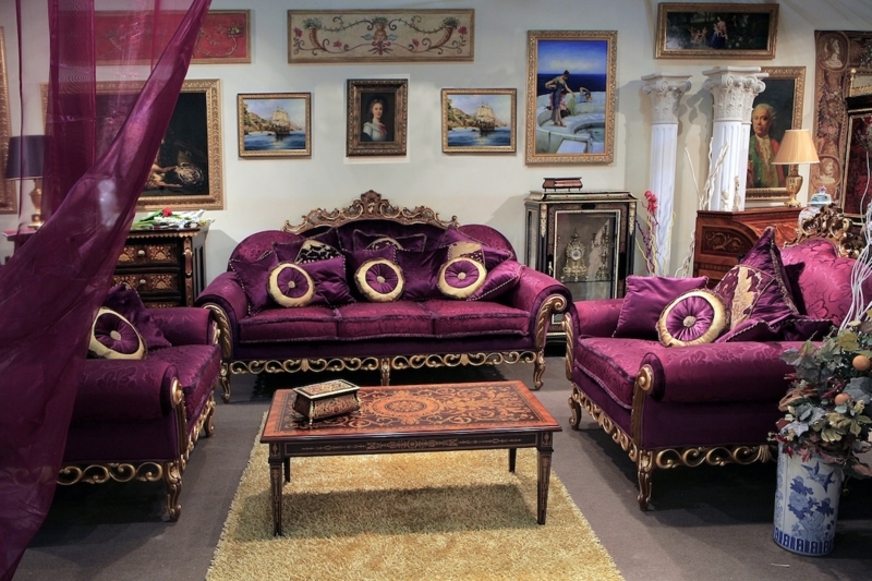 Baroque Sofa Set with Ornate Gilded Gold Frame Carvings