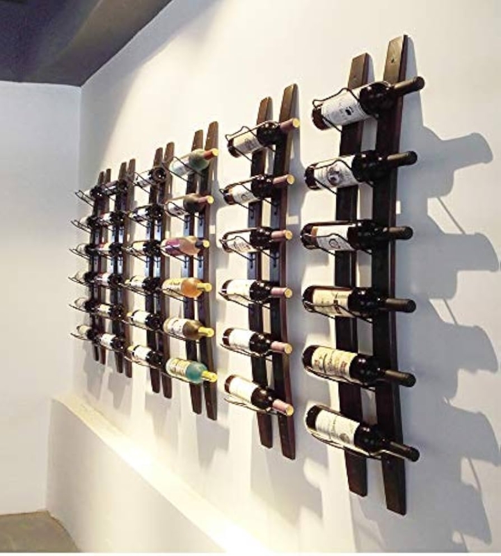 Barrel Stave Wine Rack Set with Curved Profile and Modular Design.