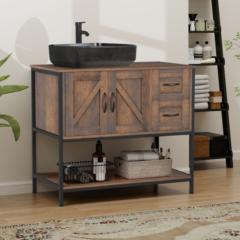 Bathroom Vanity X-Brace Doors Metal Frame Industrial Farmhouse Vanity