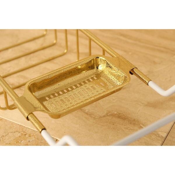 Bathtub Caddy Vintage Shelf Integrated Soap Dish Adjustable Arms