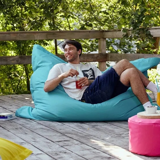 Bean Bag Chair Butterfly Shape Teal Blue Pointed Corners Outdoor