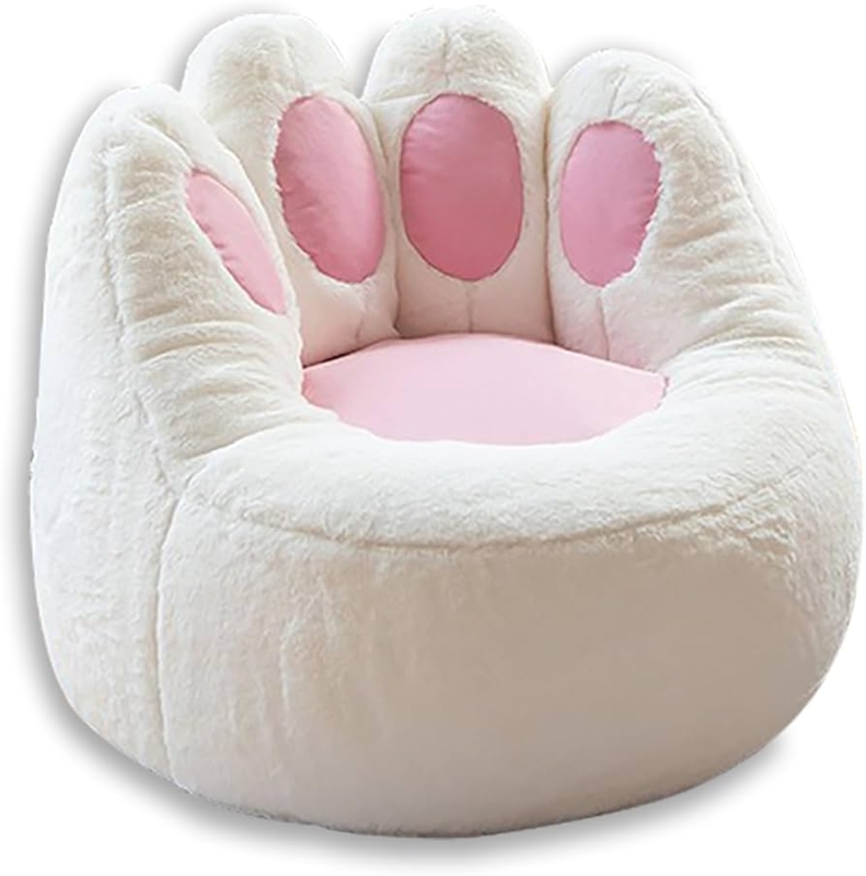 Bean Bag Chair Cover Cat Paw Shape Plush Pink Pads