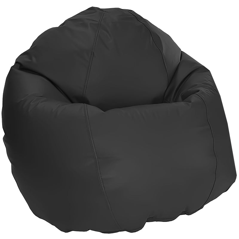 Bean Bag Chair Ergonomic Paneling Matte Black Vinyl Slumped Silhouette