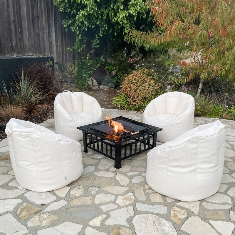 Bean Bag Chair Ivory Top Handle Structured Back Portable Seating