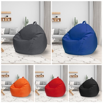 Bean Bag Chair Top Handle Side Stitching Woven Fabric Floor Seating