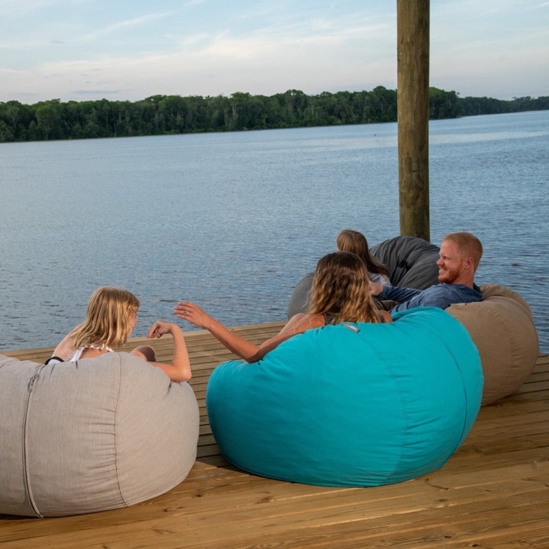 Bean Bag Chair Turquoise Blue Zipper Closure Dockside Lounge Seating