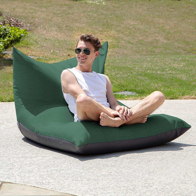 Bean Bag Chair Two Tone High Back Forest Green Modern Poolside