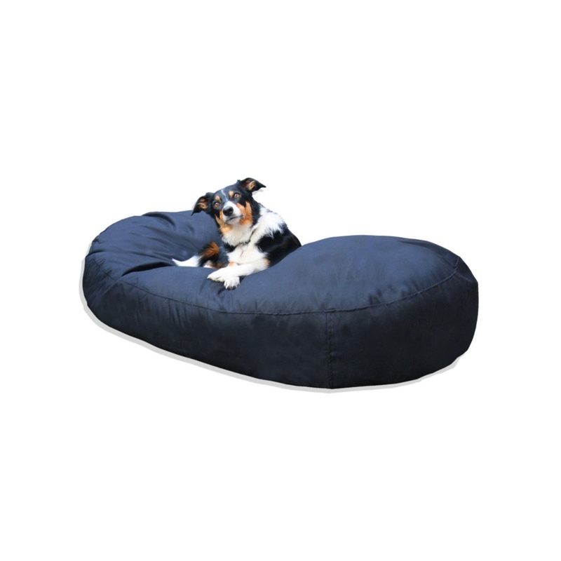 Bean Bag Dog Bed Navy Blue Oval Shape Sunken Nesting