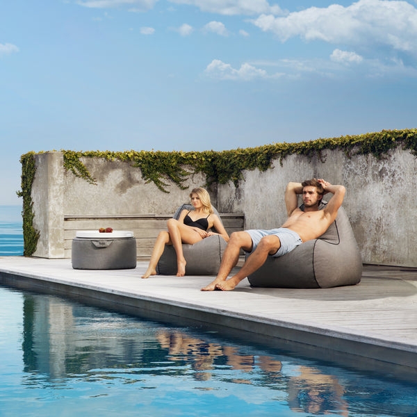 Bean Bag Lounger High Back Support Contrast Piping Charcoal Outdoor