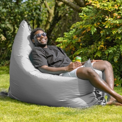 Bean Bag Lounger Tapered High Back Slate Grey Giant Garden Beanbag
