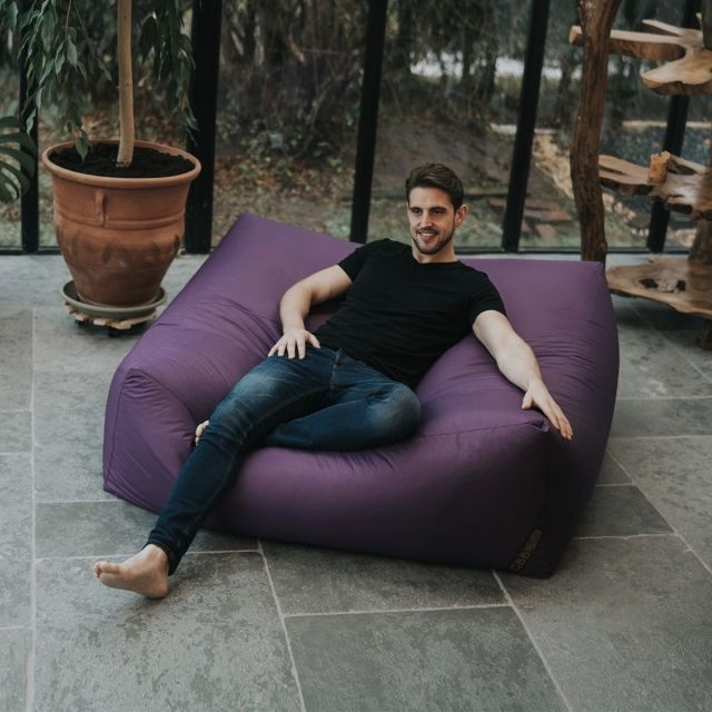Bean Bag Oversized Square Deep Purple Low Profile Floor Cushion
