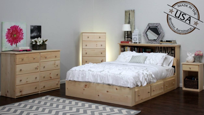 Bedroom Furniture Set Seventeen Drawers Captain Bed Bookcase Headboard