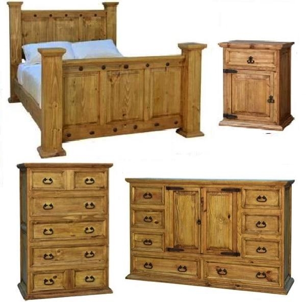 Bedroom Furniture Set Strap Hinges Iron Ring Pulls Southwestern Honey Brown