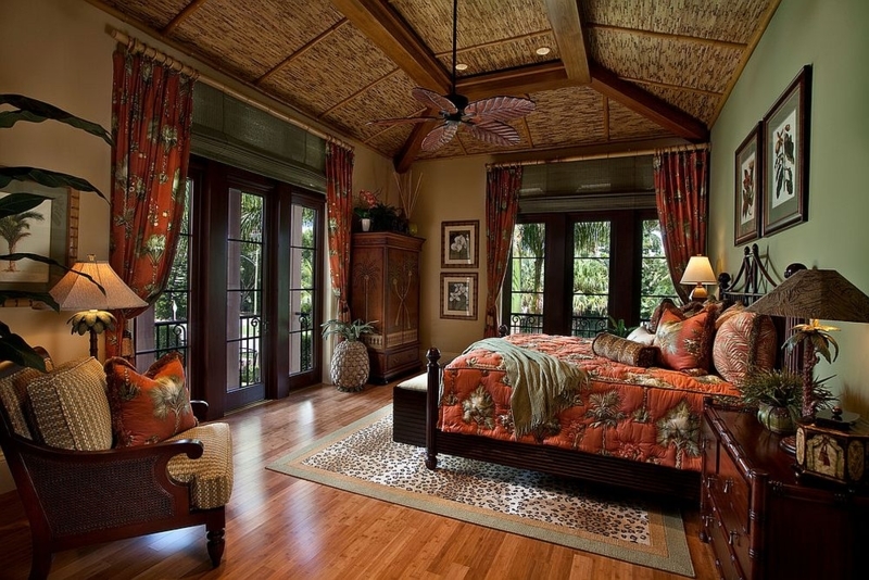 Bedroom Set Bamboo Ceiling Panels Coral Botanical Textiles Luxe