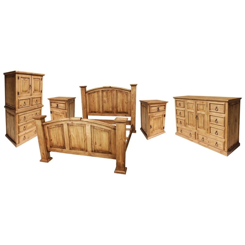 Bedroom Set Rustic Arched Headboard Ring Pulls Southwestern Block Feet