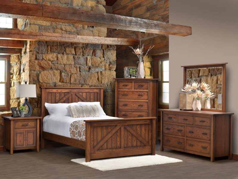 Bedroom Suite Barn Door Panels X Frame Detail Rustic Lodge