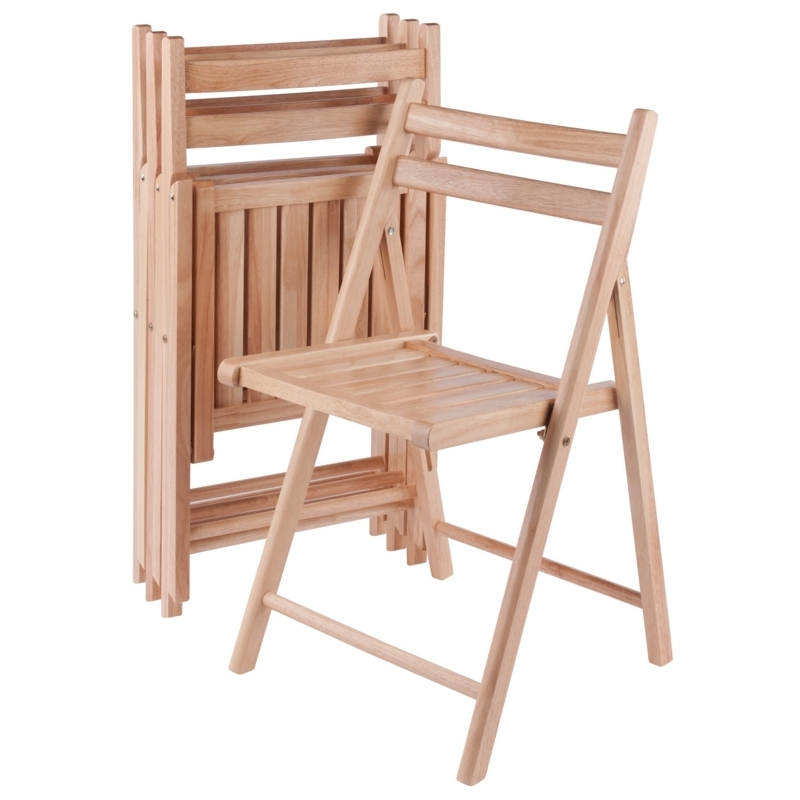 Beech Wood Folding Chair Natural Finish Double Slat Back