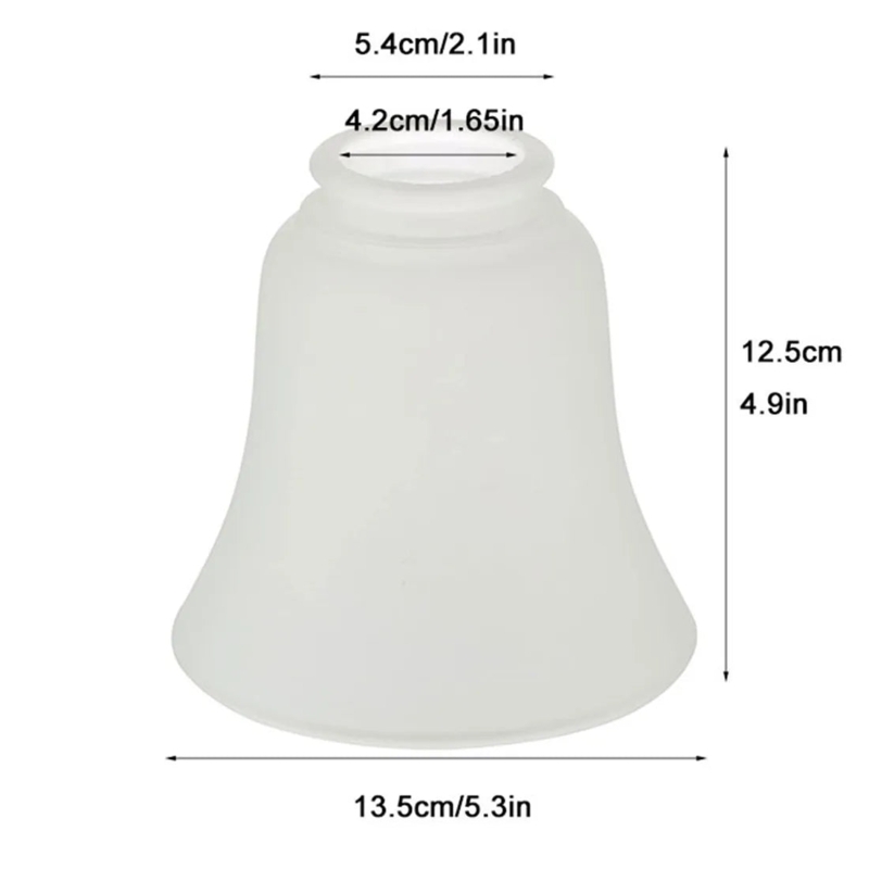 Bell Lamp Shade Frosted Glass Translucent White Lip Mount Base