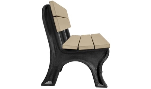 Bench in Sand Beige and Matte Black, Recycled Plastic Arched Legs