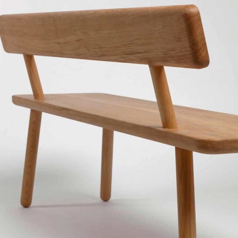 Bench Spindle Back Supports Tapered Round Legs Light Oak Natural Matte