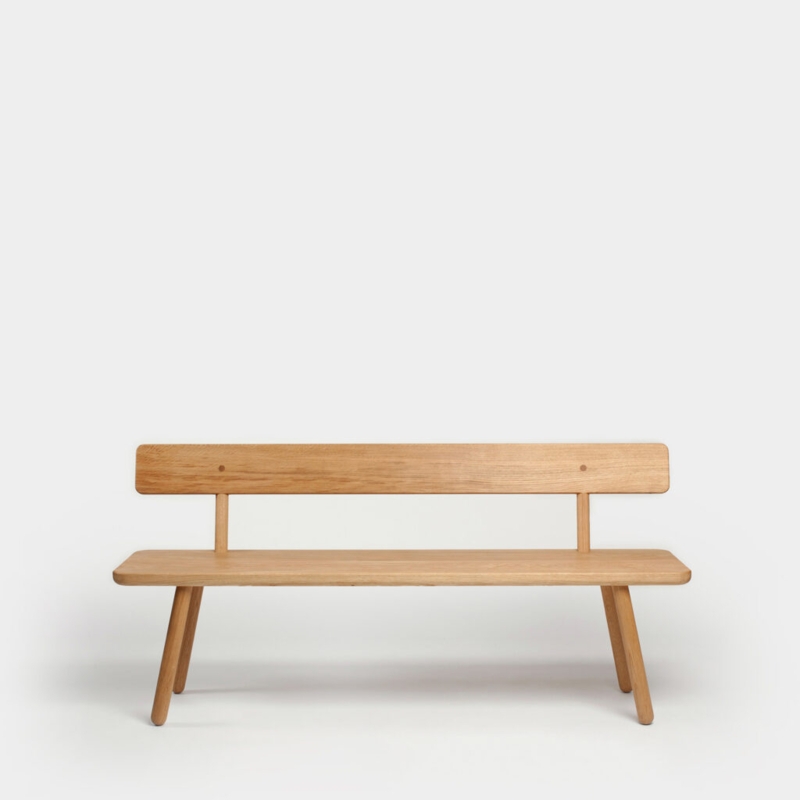 Bench with Back Splayed Tapered Legs Light Oak Minimalist Design