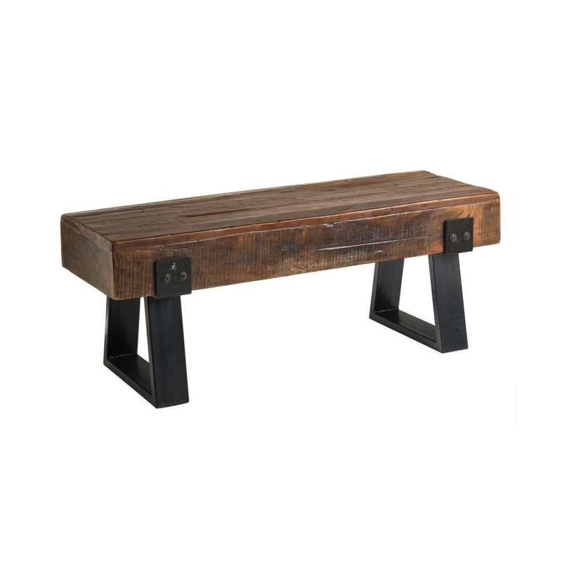 Bench with Metal Corner Plates and Exposed Bolt Hardware