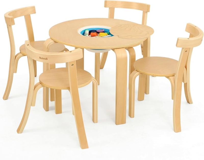 Bentwood Activity Table Set with Integrated Storage Tub for Playrooms