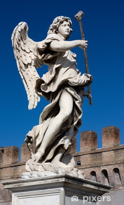 Bernini Marble Statue with Dynamic Pose and Elaborate Drapery