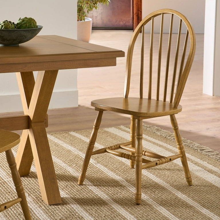 Better Homes and Gardens Autumn Lane Windsor Solid Wood Dining Chairs,  Light Honey Finish, 2 Pack -