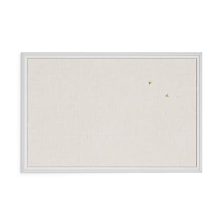 Beveled Frame Linen Board with Gold Push Pins, Transitional Design.