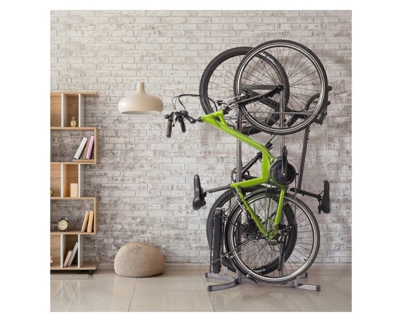 Bike Rack Charcoal Grey Dual Capacity Freestanding Heavy Duty