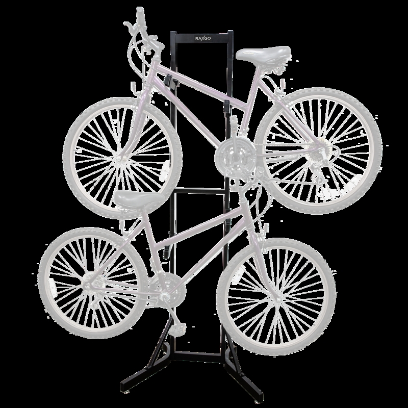 Bike Rack Dual Tier Freestanding Matte Black Adjustable Hooks