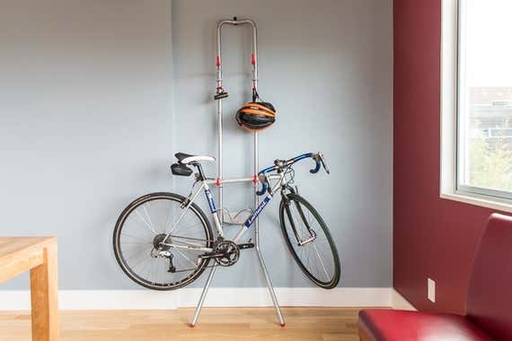 Bike Rack Gravity Lean Silver Metal Adjustable Arms Helmet Hook