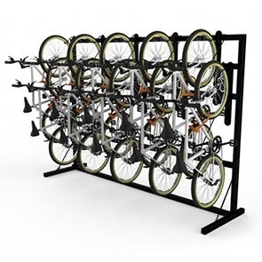 Bike Rack High Density Double Tiered Matte Black Freestanding