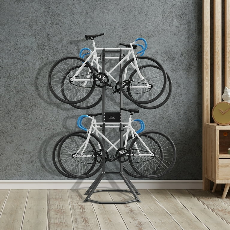 Bike Storage Rack Hexagonal Base Carbon Steel 4 Bike Stand