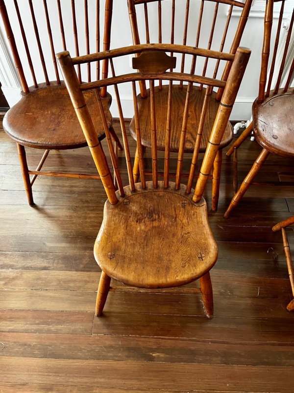 Birdcage Windsor Chairs Plank Seat Bamboo Legs