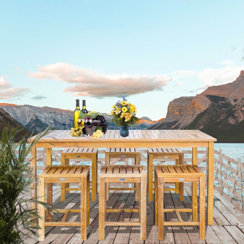 Bistro Set featuring Counter Height Stools and Rectangular Table