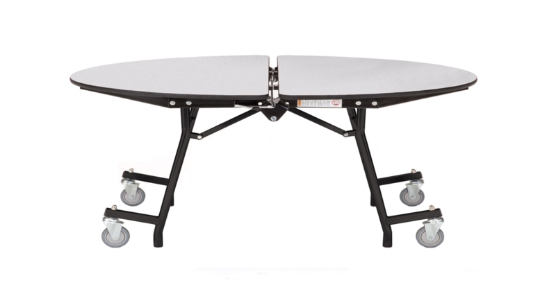 Black Metal Cafeteria Table with Split Surface Center Folding Design