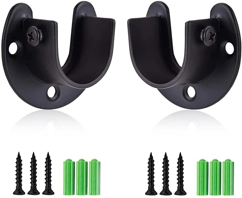 Black Rod Holders Matte Finish U Shaped Design Industrial Hardware