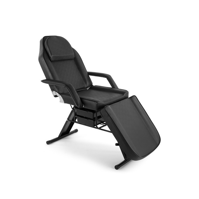 Black Tattoo Chair with Integrated Storage Drawers
