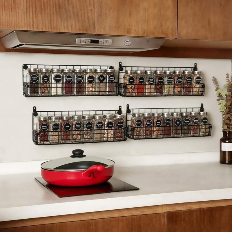 Black Wire Kitchen Organizer 4-Tier Modular Set Matte Finish Storage