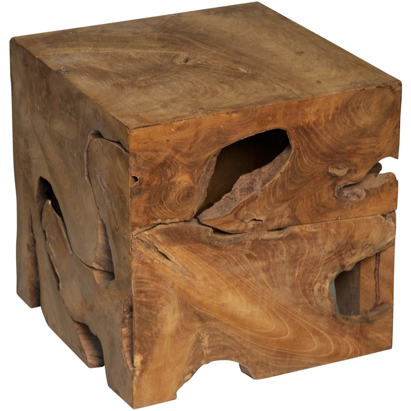 Block Side Table Wabi Sabi Hollow Cutouts Cubic Shape Organic