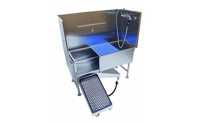 Blue Accent Grooming Tub with Swing Out Ramp