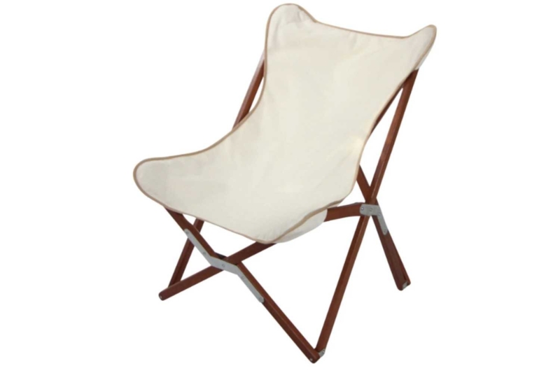 Bohemian Butterfly Chair in Cream Canvas with Contrast Piped Trim