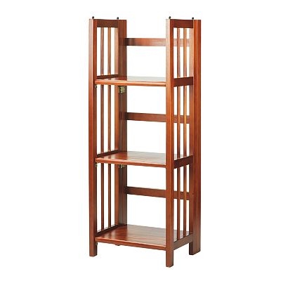 Bookcase in Honey Oak, Folding Frame, Slatted Sides, Mission Style