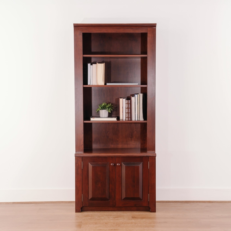 Bookcase with Raised Panel Doors, Base Cabinet, Traditional Stacking